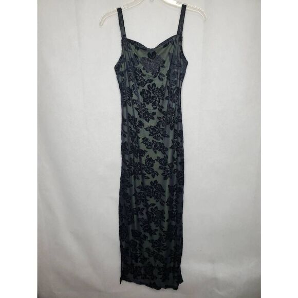 Vintage Y2K Rampage Made in USA Velvet Burnout Floral Whimsygoth Maxi Slip Dress - Picture 1 of 11